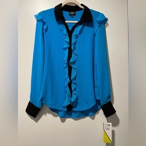 Prabal Gurung for Target Ruffled Blouse with Black Trim Sz Med NWT